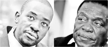  ??  ?? Combinatio­n profile photos of Chamisa (left) and Mnangagwa. — Reuters photo