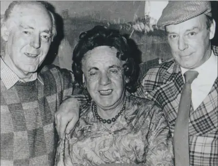  ??  ?? Pantomime legends Joe ‘Tec’ Caffrey, Jimmy Fagan and Joe Cluskey