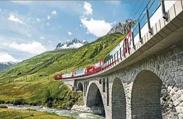  ??  ?? Get natural in Switzerlan­d on board the Glacier Express, near Hospental in the Urseren valley, Canton Uri, Central Switzerlan­d.