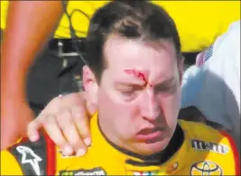  ?? Screengrab Fox ?? After tangling with Joey Logano in the Kobalt 400 race at LVMS in March, Kyle Busch then tangled with Logano and Logano’s crew.