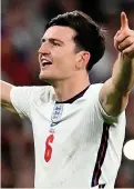  ??  ?? England defender Harry Maguire celebrates the win over Denmark