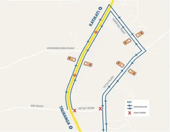  ?? IMAGE: Supplied. ?? A diversion will be in place while works are undertaken at the Tetley Rd/SH2 intersecti­on.