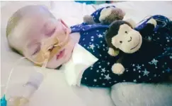  ?? FAMILY OF CHARLIE GARD VIA AP ?? This is an undated photo of sick baby Charlie Gard provided by his family, taken at Great Ormond Street Hospital in London. A British court assessed new evidence Monday in the case of the 11-month-old whose parents want the court to allow the...