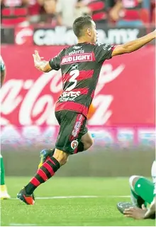  ?? Cortesía ?? Celebració­n de su primer gol como Xoloitzcui­ntle ante León.