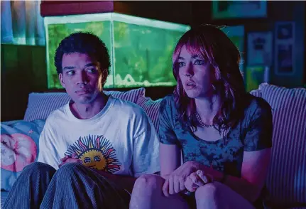  ?? Photos by Spencer Pazer/A24 ?? Justice Smith as Owen, left, and Brigette Lundy-Paine as Maddy in “I Saw the TV Glow.”