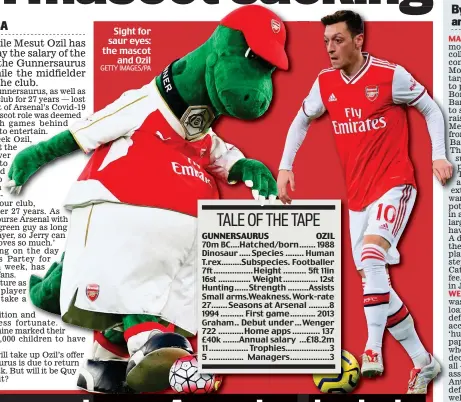  ?? GETTY IMAGES/PA ?? Sight for saur eyes: the mascot and Ozil