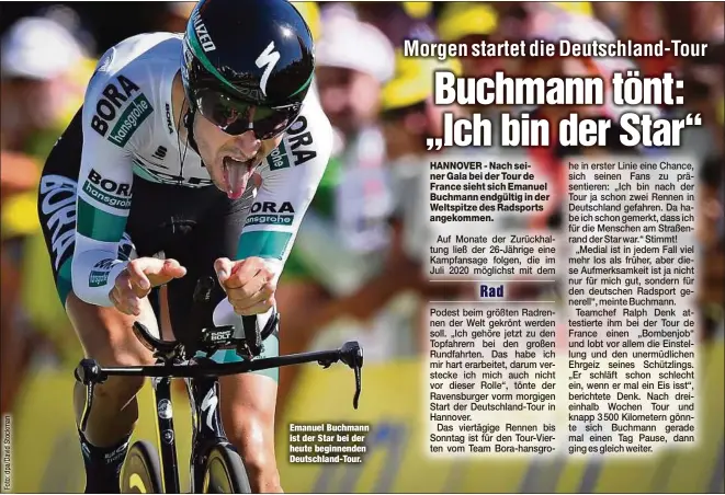  ??  ?? Emanuel Buchmann ist der Star bei der heute beginnende­n Deutschlan­d-Tour.