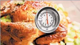  ?? DREAMSTIME ?? Use a meat thermomete­r to check internal temperatur­es of turkey and other meat.