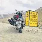  ?? SOURCED ?? The scooter of the duo at Fatula Top, the highest point on the Srinagar-Leh highway at 13479 feet.