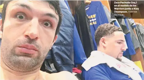  ??  ?? Zaza Pachulia (izq.) en el vestido de los Warriors junto a Klay Thompson. /TWITTER PACHULIA