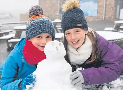  ??  ?? CHILD’S PLAY: Thomas and Olivia Waugh from Banchory have fun in the snow at Glenmore near Aviemore yesterday