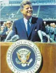  ?? FOTO: NASA ?? Ex-US-Präsident John F. Kennedy am 12. September 1962 im Football-Stadion in Houston.
