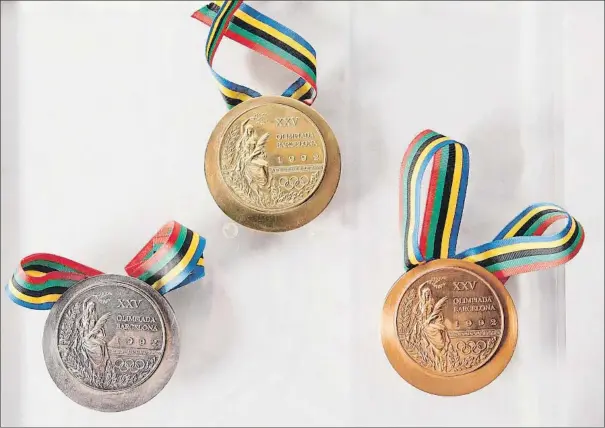  ?? MANÉ ESPINOSA ?? Las medallas de oro, plata y bronce de los Juegos Olímpicos de Barcelona