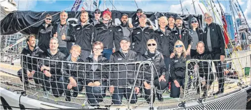  ??  ?? MADE IT: Sarah Addison with her clipper race crewmates, who finished fifth in one of world’s biggest sailing challenges