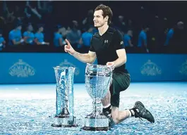  ??  ?? Murray celebra título no ATP Finals e liderança do ranking mundial