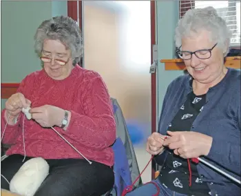  ?? 06_a03Corrina­Knitting01 ?? Members of the Castaways Knitting Group get started on some joey pouches.