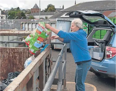  ?? Picture: Paul Smith. ?? Jenny Turnbull at Brechin Recycling Centre, which is to return to normal hours.