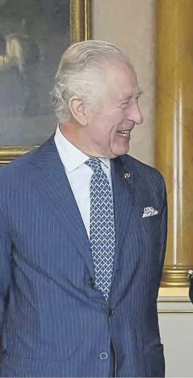  ?? ?? King Charles III with Otumfuo Osei Tutu II, Asantehene, King of the Ashanti Kingdom, at Buckingham Palace in May