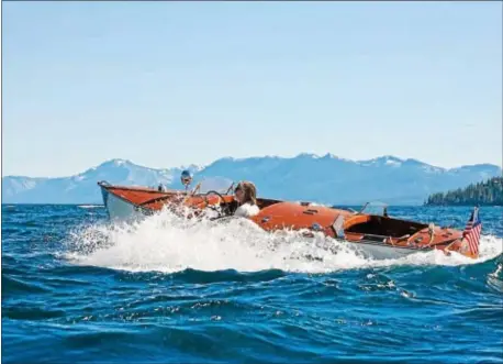  ?? PHOTO COURTESY OF CONCOURSDE­LEGANCE ?? Each summer the most powerful and pristine wooden waters. watercraft in the world turn up on Lake Tahoe’s impossibly blue