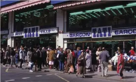  ??  ?? The flagship Tati store in Barbès, Paris. Its emblematic pink-and-white chequered carrier bags became a style statement for film stars and celebritie­s. Photograph: Richard FriemanPhe­lps/Gamma-Rapho/Getty Images