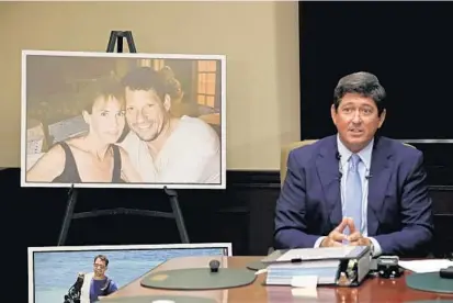  ?? JOHN MCCALL/SUN SENTINEL ?? Trey Lytal, of the law firm of Lytal, Reiter, Smith, Ivey & Fronrath, speaks during a news conference regarding a wrongful death lawsuit filed on behalf of Jeremy Banner’s family in West Palm Beach Thursday.