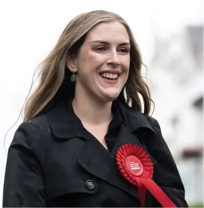  ?? MATTHEW HORWOOD ?? Sarah Murphy, new Member of the Senedd for Bridgend, smiles as she celebrates her win in Porthcawl