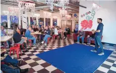  ?? ROBERTO E. ROSALES/JOURNAL ?? Meow Wolf co-founder Vince Kadlubek, right, addresses Leadership New Mexico alumni after a tour of the House of Eternal Return in Santa Fe in 2017.