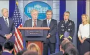  ?? REUTERS ?? (From left) US director of national intelligen­ce Dan Coats, White House national security advisor John Bolton, FBI director Christophe­r Wray, National Security Agency director general Paul Nakasone and department of homeland security secretary Kirstjen...