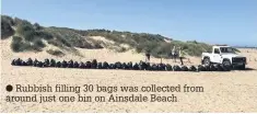  ??  ?? Rubbish filling 30 bags was collected from around just one bin on Ainsdale Beach