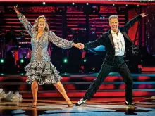  ?? GUY LEVY/BBC ?? Bowing out:
The former minister and Anton Du Beke are first pair to be voted off this year’s show