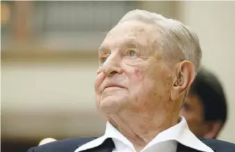  ?? AP PHOTO/RONALD ZAK ?? George Soros, founder and chairman of the Open Society Foundation­s, attends the Joseph A. Schumpeter award ceremony in 2019 in Vienna.