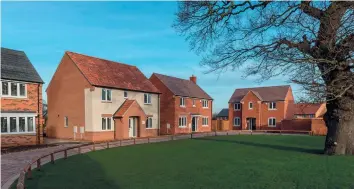  ??  ?? Buttercup Fields, new homes nestling around a village green with ancient oak.