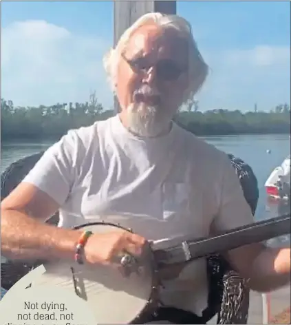  ??  ?? The Big Yin strumming his banjo yesterday in video posted on Twitter