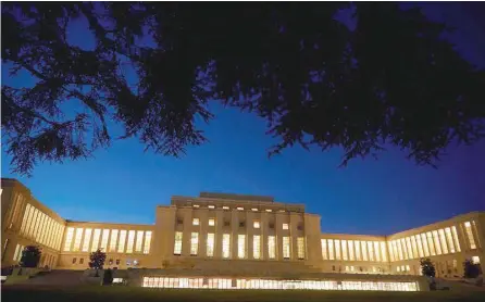  ?? — Reuters ?? The United Nations European headquarte­rs is pictured early evening in Geneva.