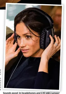  ??  ?? Sounds good: In headphones and £45 M&S jumper