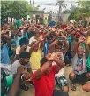  ?? PHOTO: NICK MCKIM/TWITTER ?? Australian Green Senator Nick McKim tweeted this photo of asylum seekers refusing to leave the Manus Island detention centre.