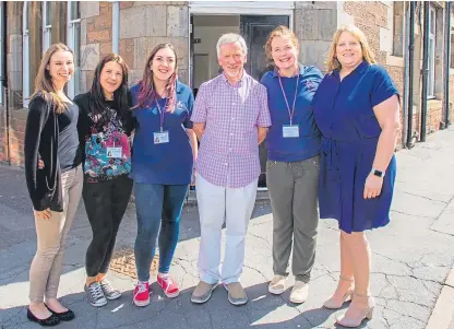  ?? Picture: Steve MacDougall. ?? Perth Autism Support staff Teri Slorach, Jennifer MacNab and Kayleigh Scott, board trustee Graham Halstead, Lisa Renton and Angie Ferguson.