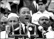  ??  ?? Martin Luther King delivering his ‘I have a dream...’ speech in Washington DC in August 1963. Fifty-seven years later, 7pc to 8pc of young black men in the US are imprisoned, and blacks are 20pc more likely to be unemployed than whites