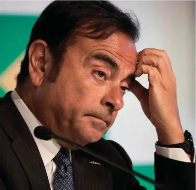  ??  ?? Downfall: Carlos Ghosn, chairman of Nissan and chairman and chief executive of Renault, has reportedly been arrested