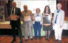  ?? SUBMITTED PHOTO ?? Volunteers recognized for 20 years of dedication, shown L to R: Frederick Scheutz, Donald and Joan Robinson, RSVP’s Michele Moll and the Reverend Martha Kriebel of Trinity Lutheran Reformed Church of Christ.