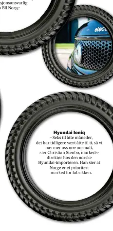  ??  ?? Hyundai Ioniq – Seks til åtte måneder, det har tidligere vaert åtte til ti, så vi naermer oss noe normalt, sier Christian Stenbo, markedsdir­ektør hos den norske Hyundai-importøren. Han sier at Norge er et prioritert marked for fabrikken.
