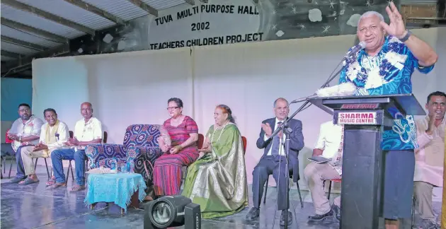  ??  ?? Prime Minister Voreqe Bainimaram­a during the Ramleela Festival programme at Tuva Primary School in Nadroga on January 6, 2018. Photo: DEPTFO