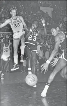  ?? SUBMITTED PHOTO ?? Villanova senior Fran O’Hanlon, left, who will go on to be a head coach at Monsignor Bonner High and (still) Lafayette University, competes against No. 4 ranked and unbeaten St. Bonaventur­e at the Villanova Field House on Jan. 28, 1970. The Wildcats...