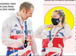  ??  ?? Consolatio­n: Jason and Laura Kenny won silver medals