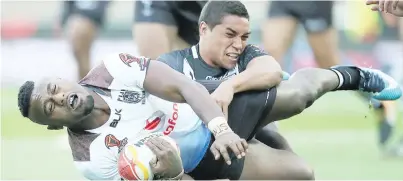  ?? Photo : Zimbio ?? Vodafone Fijian Bati centre Akuila Uates cops a tackle against New Zealand on November 18, 2017.