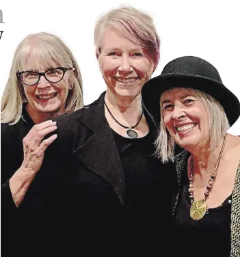  ?? SPECIAL TO THE EXAMINER ?? Artists (left to right) Carol Forbes, Barb Reeves, and Donna Bolam will have their paintings on display in the Three Degrees of Abstractio­n show at the PRHC’s Art and Healing Gallery.