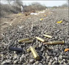  ??  ?? Spent bullet casing litter a road after authoritie­s reported a gun battle with armed men near the beach resort of Mazatlan, Mexico on Saturday. AP PHOTO/ MARIO RIVERA ALVARADO