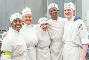  ?? PROVIDED BY NATIONAL PROSTART INVITATION­AL ?? Sophie Dorado, Carmen Hensley, Yamir Garver, Mazin Ahmed and Charles Salowich prepared a fine-dining three-course meal in 60 minutes to present to a panel of judges.