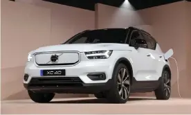  ??  ?? Volvo’s first fully electric car, the XC40 Recharge, was launched last year. Photograph: Michael Owen Baker/AP