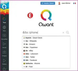  ??  ?? Les raccourcis Qwick sont pratiques pour rechercher rapidement quelque chose dans un site précis. Vous pouvez rechercher sur LeBonCoin comme sur cet exemple, mais aussi sur Amazon, Youtube ou tous les grands sites Web.